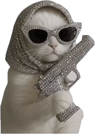 Rhinestone baddie cat in sunglasses