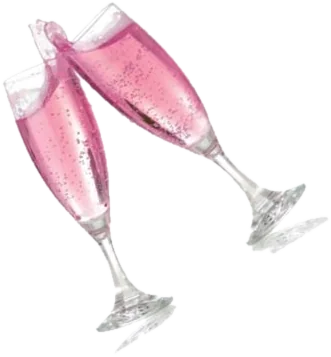 Two glasses of pink champagne clinking